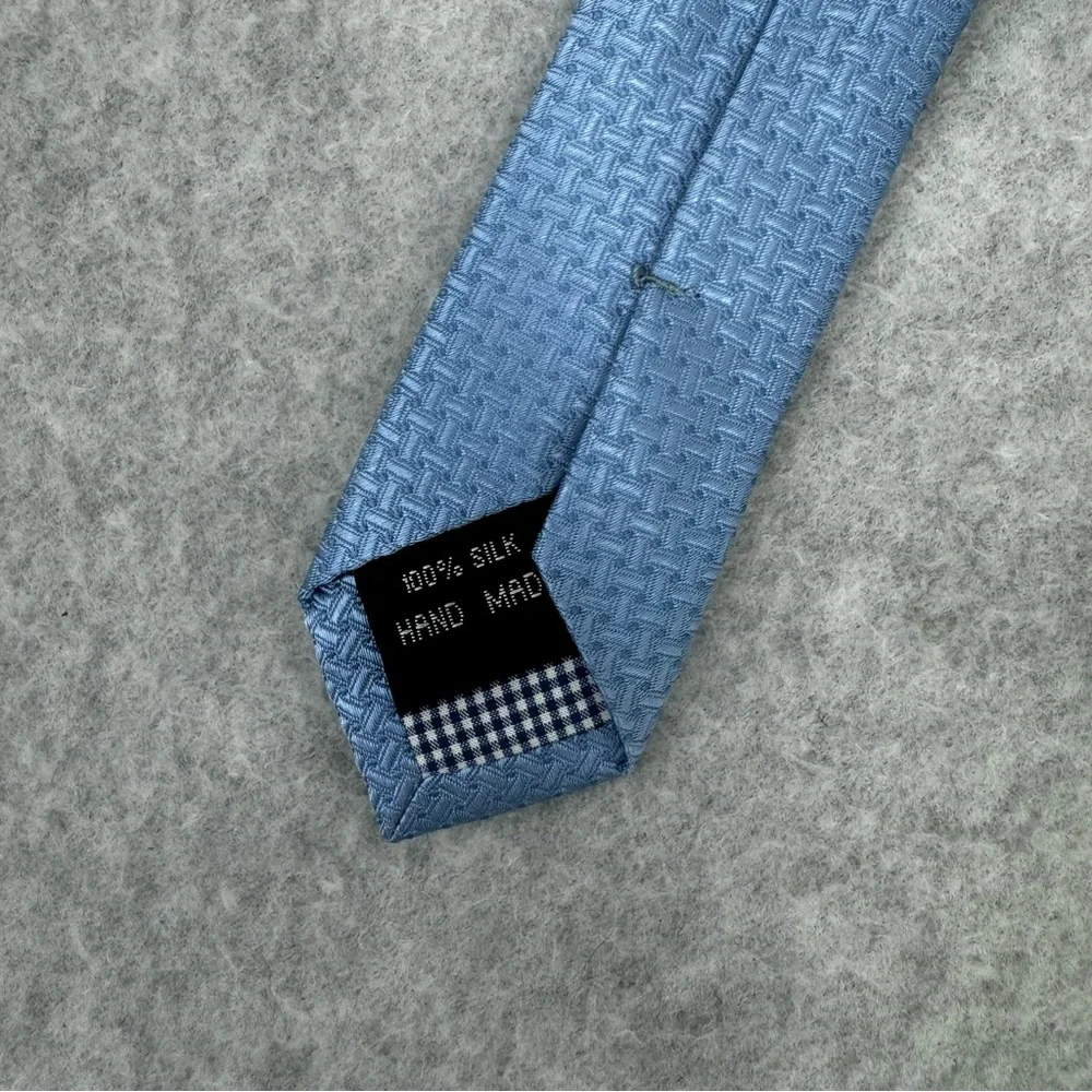 DUCHAMP Mens 100% Silk Neck Tie Blue Business Classic Preppy Modern Geometric